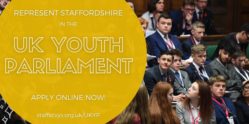 staffscvys's tweet photo. We're looking for young people aged 11-18 to represent Staffordshire.

UK Youth Parliament enables young people to use their energy and passion to change the world for the better.

Find out more and apply
➡️https://t.co/iSMvAMtUSL https://t.co/QjH8O3k29M