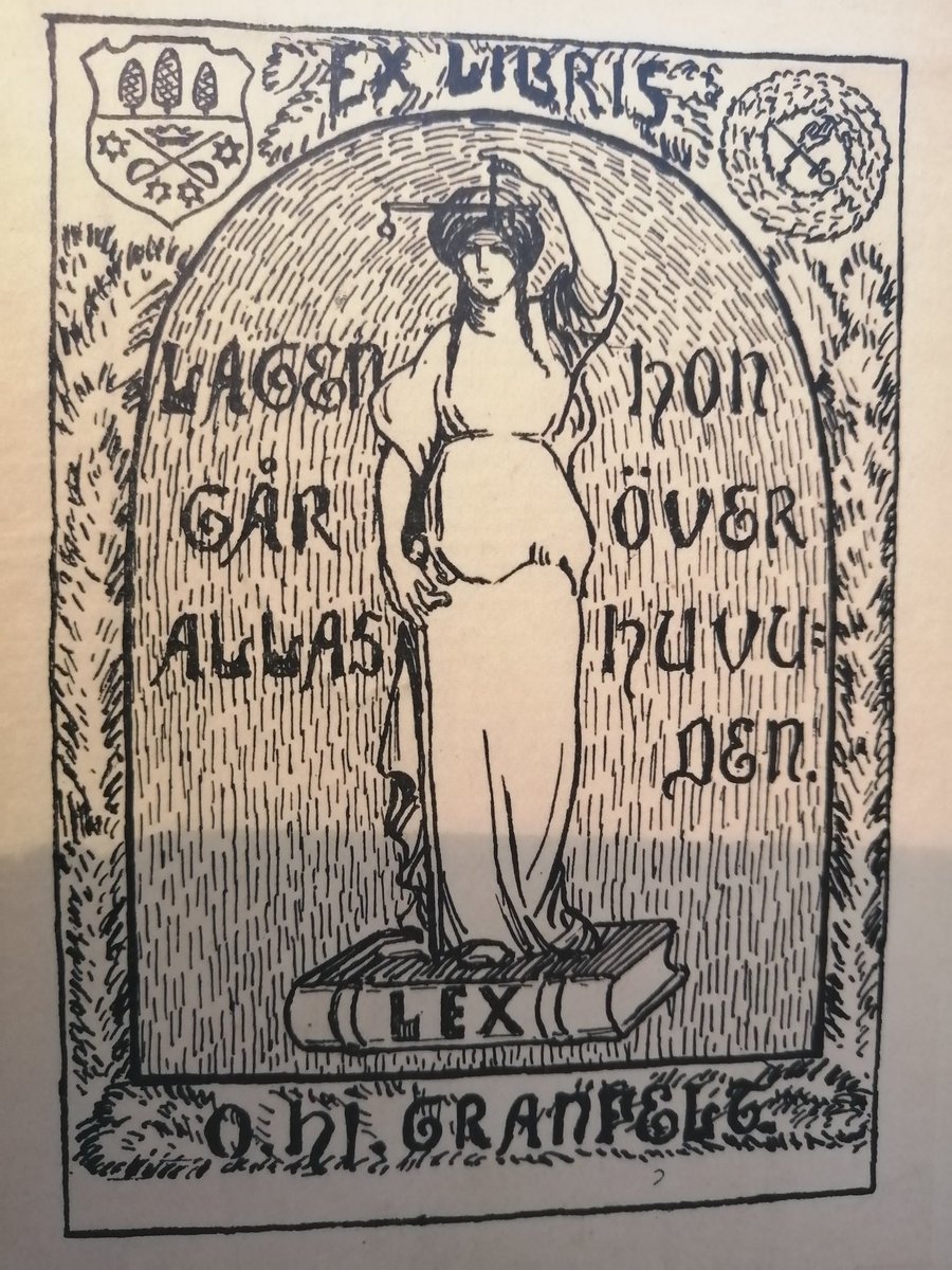 Varastokirjasto yllättää: lainakirjasta löytyy suomalaisen prosessioikeuden merkkihenkilön, professori Otto Hjalmar Granfeltin (1874 - 1957) ex libris.