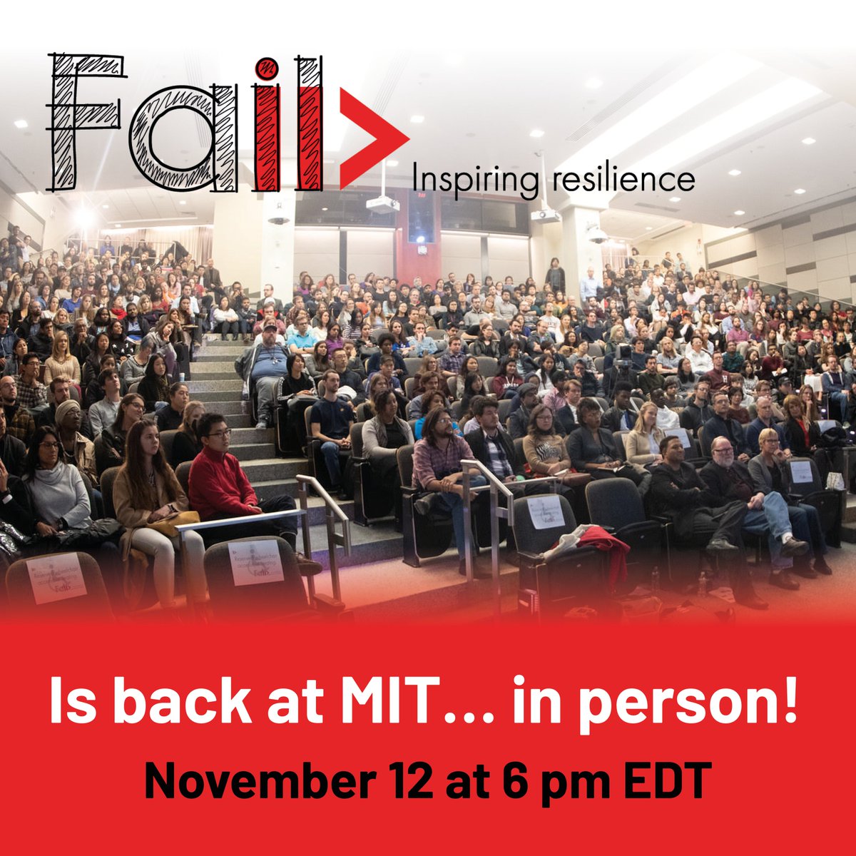 failSharing's tweet photo. The in-person FAIL! event is happening this Friday!
Have you booked you seat? Free tickets available https://t.co/LfktKzAW6a!
Join us for a unique day in the name of resilience, with Jennifer Cohen, JD Schramm, David Edwards and Rosalind Picard to bring their failures on stage! https://t.co/EVpfyPDTuw
