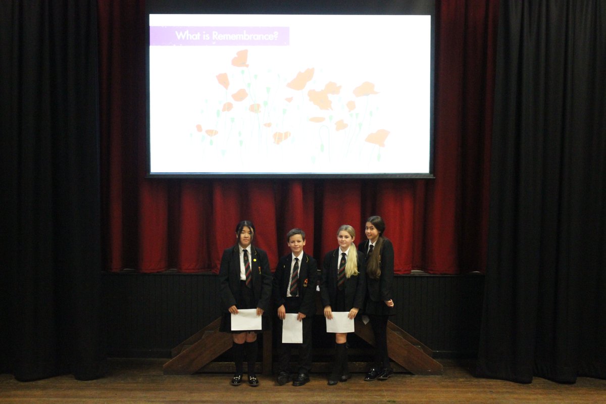 The theme of our assemblies this week has been Remembrance.
Pictured are pupils from Y8 who were readers in this morning's assembly and also Oliver and Niko from Y7 who have played The Last Post at all the assemblies. 
School will be observing a minute's silence today at 11am.