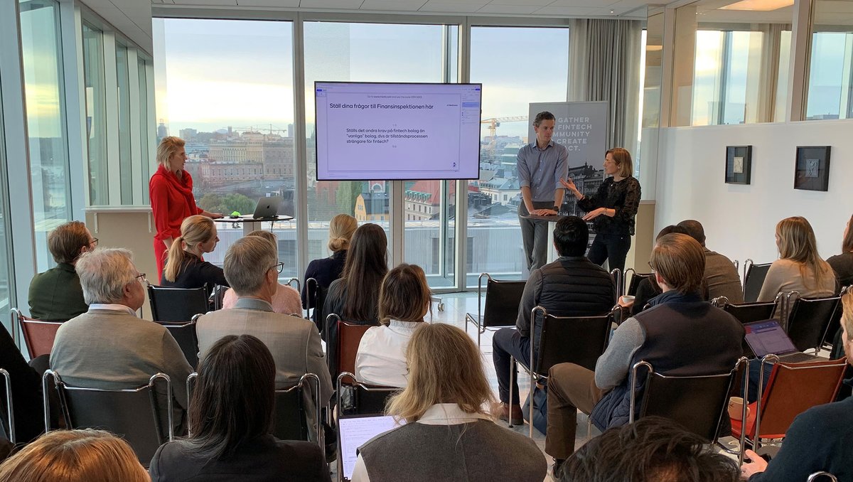 Finansinspektionen (@finansinsp) on Twitter photo Per Nordkvist, ansvarig för FI:s innovationscenter, och Anna Cederberg, chef för tillståndsavdelningen, svarar på frågor om vad som gäller för fintechbolag som önskar söka tillstånd av FI. Per Nordkvist, ansvarig för FI:s innovationscenter, och Anna Cederberg, chef för tillståndsavdelningen, svarar på frågor om vad som gäller för fintechbolag som önskar söka tillstånd av FI.
