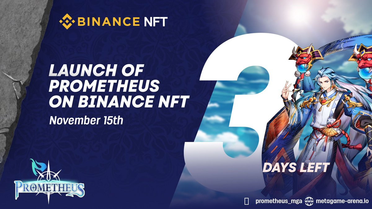 PromethMetagame's tweet photo. ⚠️Countdown to the first batch of character cards based on Japanese origins.
Get ready, November 15th we are on #BinanceNFT.

Join us:
🕹️Discord - https://t.co/WFz2hNiNN9
🕹️Telegram - https://t.co/lUPEfbDdb6

 #Prometeus #NFT #Launchpad  #NFTGiveaway #NFTGame #BSC #Polygon https://t.co/bzjUmvrTXk