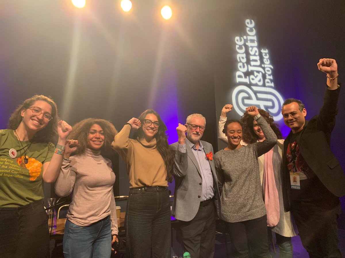 vijayprashad's tweet photo. Last night, in Glasgow at #COP26, the team from the @peoplesassembl_ joined @jeremycorbyn at the @corbyn_project event. We advance our principles and fight to win for the many, overthrowing the system of the few. https://t.co/rX9oCBkkDN