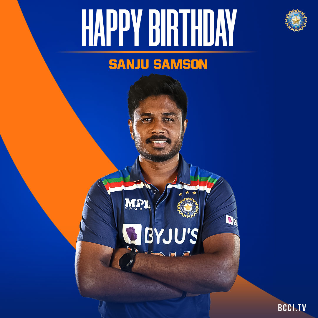 BCCI's tweet photo. Here's wishing @IamSanjuSamson a very happy birthday. 🎂 👏

#TeamIndia https://t.co/fxyHp7gLJx