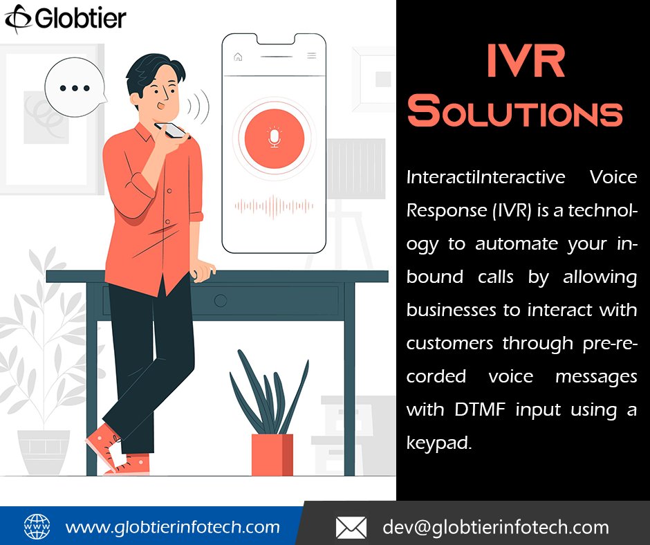 globtierinfotec's tweet photo. Interactive voice response (IVR) systems are used to service high call volumes at a lower cost. The use of IVR allows callers' queries to be resolved without a live agent. Enquire now for IVR solutions https://t.co/oufNqUZv9e #IVR #IVRSystem #IVRServices #ivrsolution #customers https://t.co/w5xlTXcFn5