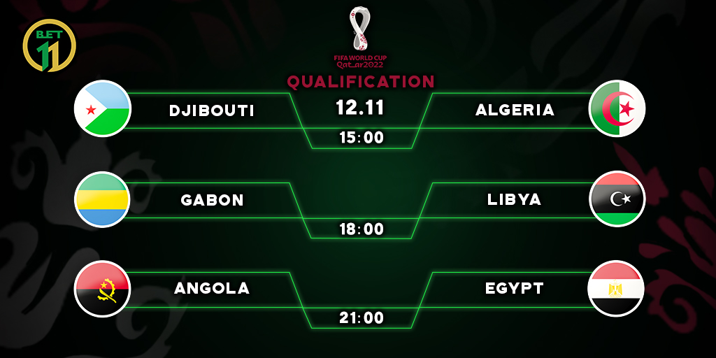 Bet11_ZM's tweet photo. ⚽ We are about to present 𝗪𝗼𝗿𝗹𝗱 𝗖𝘂𝗽 𝟮𝟬𝟮𝟮 𝗖𝗔𝗙 𝗾𝘂𝗮𝗹𝗶𝗳𝘆𝗶𝗻𝗴 round the most thrilling battles. Discover those matches in our list.

👉 15:00 🇩🇯 - 🇩🇿 
👉 18:00 🇬🇦 - 🇱🇾
👉 21:00 🇦🇴 - 🇪🇬

👉 For more information visit our website.
#Bet11 https://t.co/ghj9Kwj52h