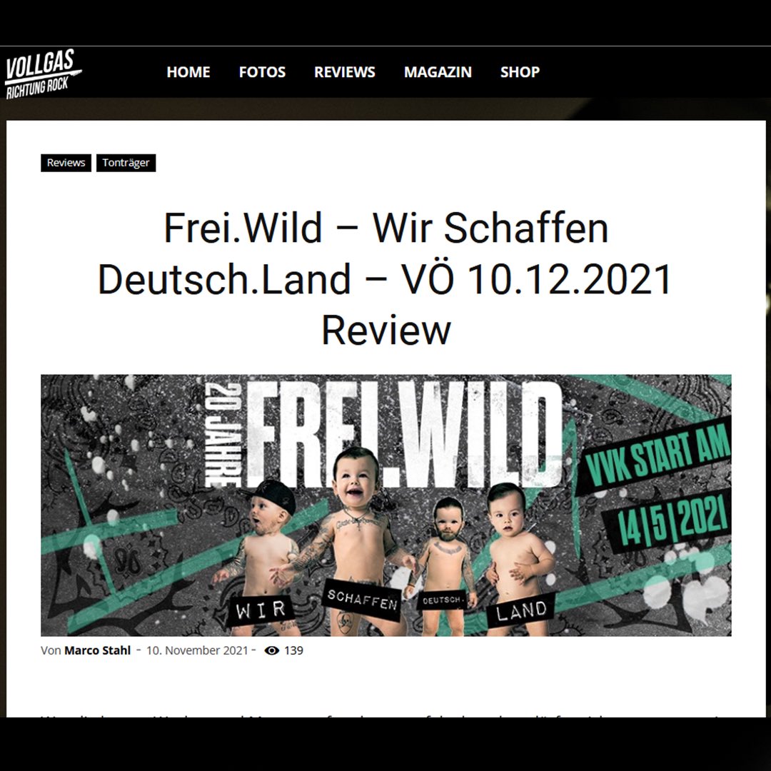 FreiWildBand's tweet photo. Erste Review online 😉👉

https://t.co/9LH9IBwIOK

MfG, Frei.Wild https://t.co/Xq44eOLvOS