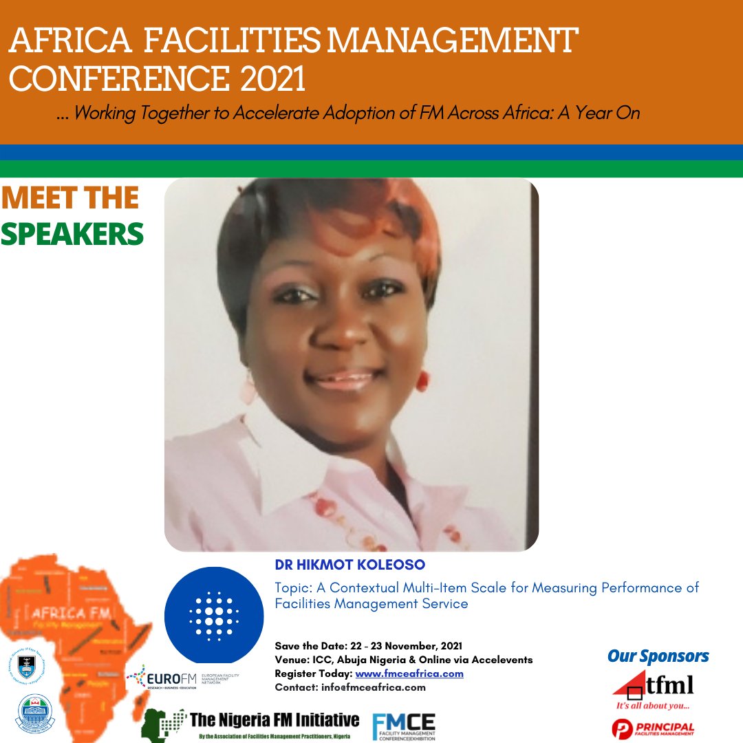 Whatever cannot be measured cannot be managed!Performance of facilities management service is key to its sustainability and development. To register, click zcu.io/3QOD
 
#fmceafrica #AFMC21 #AfricaFMConference21
#AFM #AFMPN