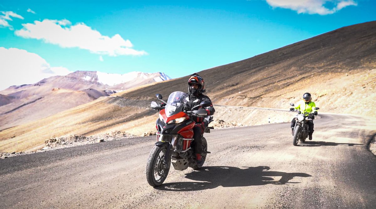 Ducati_India's tweet photo. Adventure belongs to those who dream bolder, and wilder. Snippets from the #DOCMumbai ride to Zanskar Valley, Ladakh in October!
#ZanskarValley #DucatiIndiaExpedition #Throwback #ThrowbackThursday https://t.co/jAAdgt6Zpl