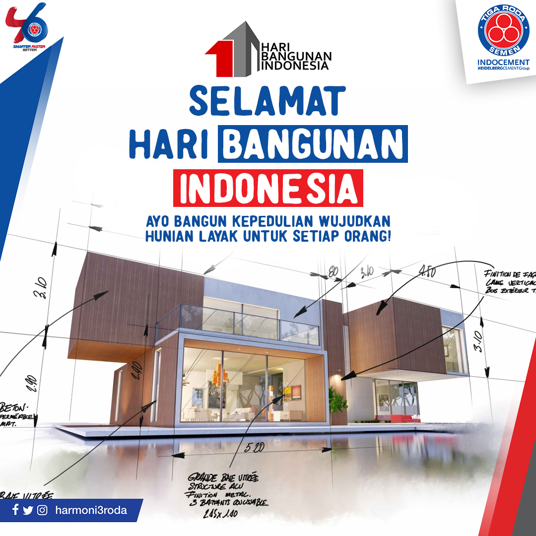 harmoni3roda's tweet photo. Selamat Hari Bangunan Indonesia!!

Ayo bangun kepedulian, untuk wujudkan hunian layak untuk setiap orang!!

#Harmoni3roda #Indocement #SemenTigaRoda #HariBangunanIndonesia #HBI https://t.co/qPSdrVIwOb