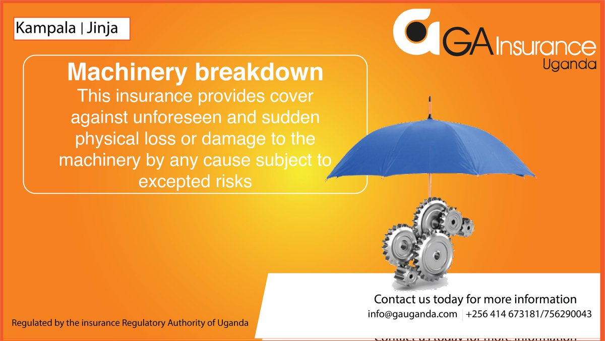 ga_uganda's tweet photo. 🟠 Machinery Breakdown Insurance
This insurance is intended to provide the company or industry with an accident insurance for machines, covering damages that may happen suddenly and unexpectedly.
Contact us today for more info.
#GAInsuranceUganda #MachineryBreakdown #machinery https://t.co/FGFISFkVxK