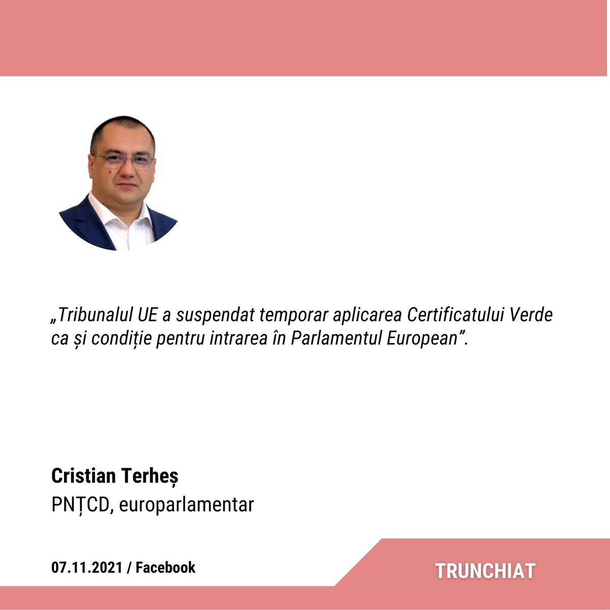 Factual_RO's tweet photo. Postarea inițială făcută de @CristianTerhes induce în eroare deoarece #greenpass a fost suspendat în @Europarl_EN doar pentru cei 5 care au contestat. Mai sunt și alte nuanțe, le regăsești în verificare.

https://t.co/PALfRM6C8o https://t.co/0dwNpkGJXm