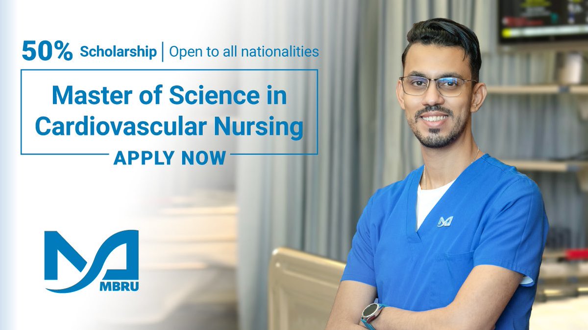 MBRUniversity's tweet photo. Applications now open to our Master of 
Science in Cardiovascular Nursing for the academic year 2022-2023. 

Apply now: https://t.co/n71uujLu80

#MBRU https://t.co/6ExNtVgrpM