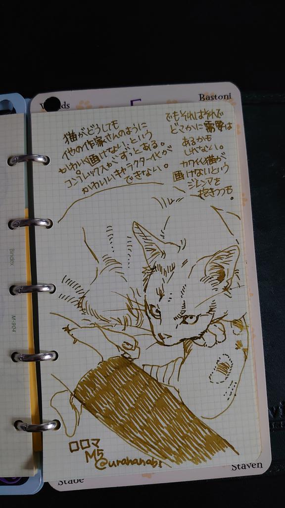 描けないながら描き続けることに多分意味はあると信じて。……うちの猫もっと可愛いのに……うう #うちの犬猫覚書 #裏花火落書 