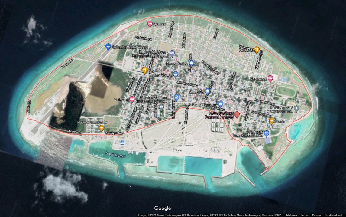 SaveMaldivesMV's tweet photo. Look what Google Map shows up!
As #MaldivesAtCOP26 deceptively chases #ParisAgreement funds, we are daily reminded of the self-inflicted loss &amp; damage for which @governmentmv seeks "adaptation" funds.
#COP26 a global north "greenwash festival" with global south enablers! @theGCF https://t.co/YCqUZOdHVz