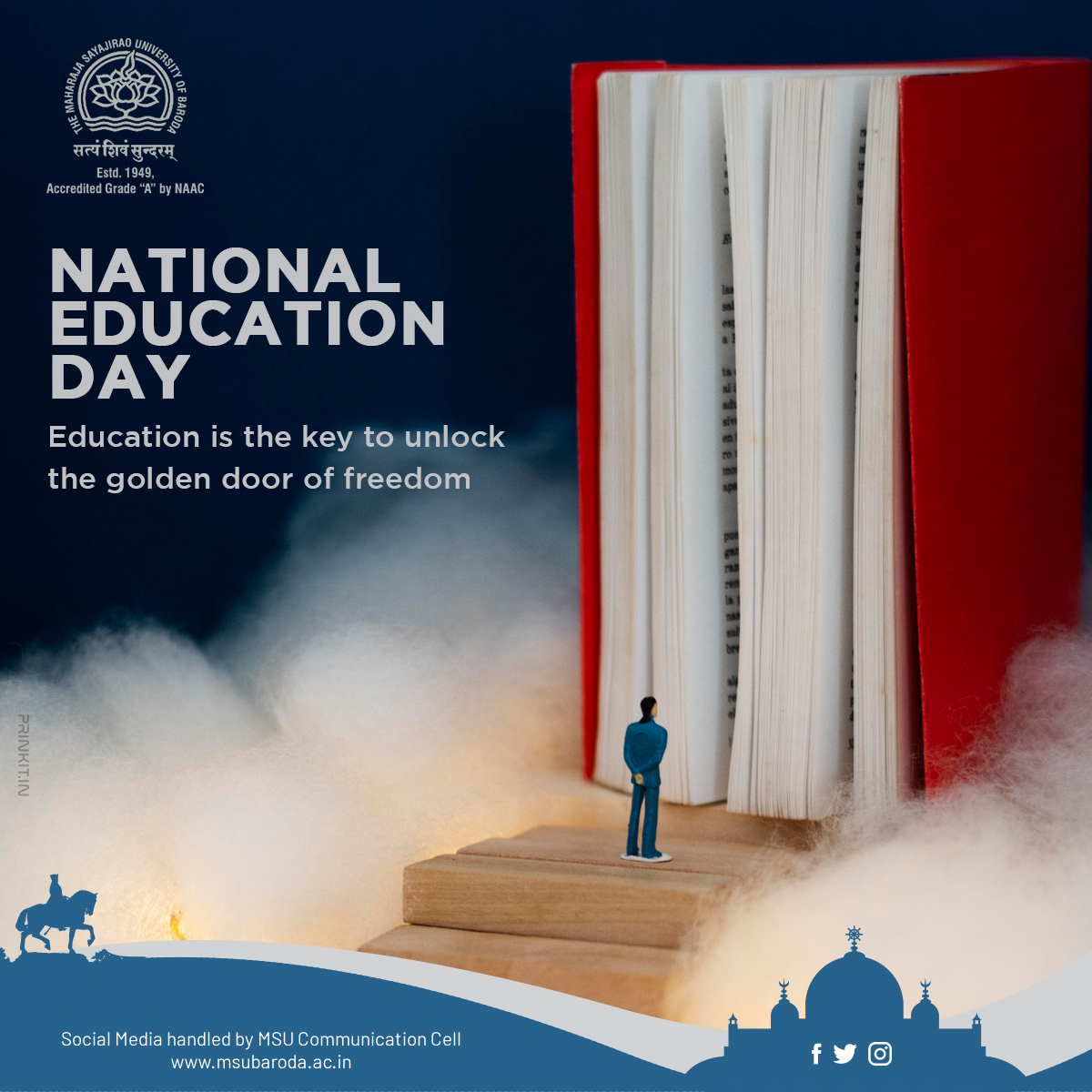 Themsubaroda's tweet photo. It is only with education that the child of a future can be taken out of the darkness.
Educate a child!
The Maharaja Sayajirao University of Baroda wishes to all Happy National Education Day!
#education #happyeducationday #futureofchild #educateachild #themsu #baroda https://t.co/RYWjvP6AUC