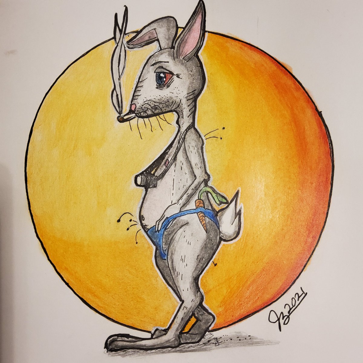 makebrooklyn's tweet photo. I guess Sid here is now a character. This is #coloredpencil and #fineliner on an @illosketchbook #drawanillo 

#art
#illustration
#pencil
#somekindaweirdrabbitiguess https://t.co/ca0glWovNG