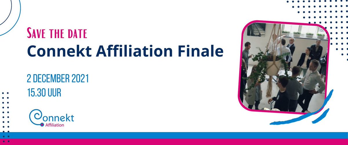 Get ready for the Connekt Affiliation Finale! Hét event waar we de verbinding leggen tussen nieuwe start-ups en onze bestaande leden #mobility #logistiek Aanmelden: ow.ly/XIWG50GIc1z (NB: exclusief voor leden) #startup
