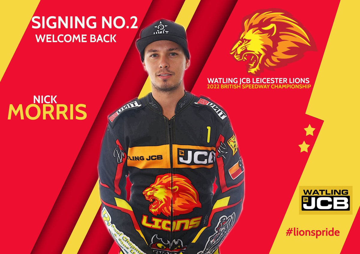 SpeedwayLions's tweet photo. 𝙈𝙤𝙧𝙧𝙖 𝙈𝙖𝙠𝙚𝙨 𝙄𝙩 𝙏𝙬𝙤 ✍🏼🟠

🤝 LEICESTER have completed the signing of Nick Morris as their second rider for the 2022 Championship season.

Full story ➡️ https://t.co/Y1ZZt2KOTc

🦁 @morra2012 | @Watling_JCB 
#WelcomeBackNick #britishspeedway https://t.co/khdhuDJ1lI