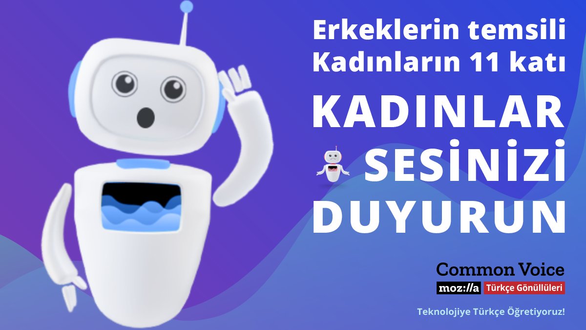 CVTurkce's tweet photo. Erkek sesleri ile eğitilen yapay zekâ kadınları anlamakta zorlanıyor!
Kadınlar, sesiniz ile Türkçeye katkı verin!
🎙 https://t.co/oShKv0s198
#CommonVoice #CommonVoiceTurkce #CommonVoiceTürkçe https://t.co/Y2NTjQSO8I