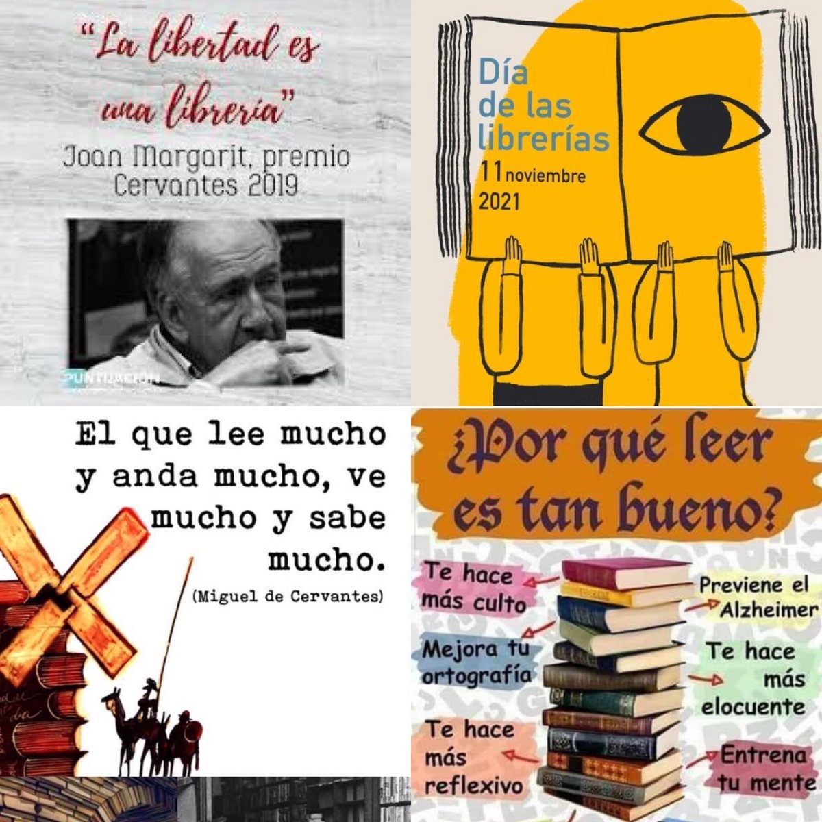 pepecampostruji's tweet photo. "EL QUE LEE MUCHO
y ANDA mucho.
VE mucho 
Y SABE MUCHO”

✍️ #MiguelDeCervantes 

✒️Hoy es el #DíaDeLasLibrerías, un gran momento para APOYAR a tus libreros y libreras 

📚"LA LIBERTAD ES 
UNA LIBRERIA” 

✍️ #JoanMargarit 

#ComparteCultura #FelizJueves https://t.co/ZBWoxA4GLG