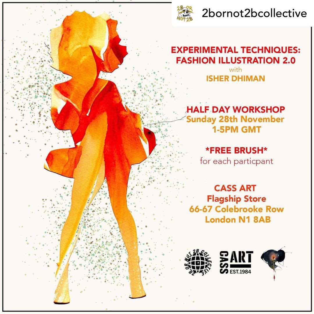 Experimental techniques: Fashion Illustration half day workshop at @CASSART1984 flagship with @2Blifedrawing #artworkshop #fashionart #fashionillustration #mixedmedia #inpersonworkshop #arttutorial