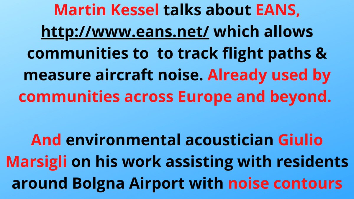 TODAY!  

Learn how residents can track the flight paths over them &amp; measure the noise of the plane themselves with no need to rely on measurements by the airport. UECNA ‘Noise Monitoring’ Webinar: 11th November 6pm CET. 

Sign up to get the Zoom link:
uecna.eu/uecna-for-you/…