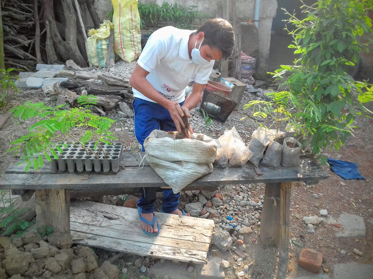 UNDP_India's tweet photo. Young #ChangeMakers of today are the future of tomorrow!

Thansingh Sahu is a @UNV_India from Rajnandgaon, Chhattisgarh is taking #ClimateAction for a greener 🌎. 
 
He engages in tree plantations 🌳 &amp; has installed nest box for #birds across the village.
 
#TogetherForOurPlanet https://t.co/QfQzeO0mun