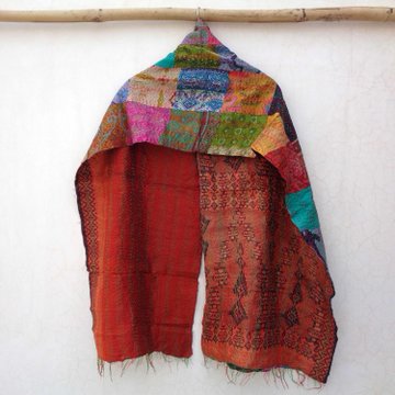 Handmade patchwork Silk Kantha Scarf Neck Wrap Stole veil Hand Quilted Women Bandanas headband KP79