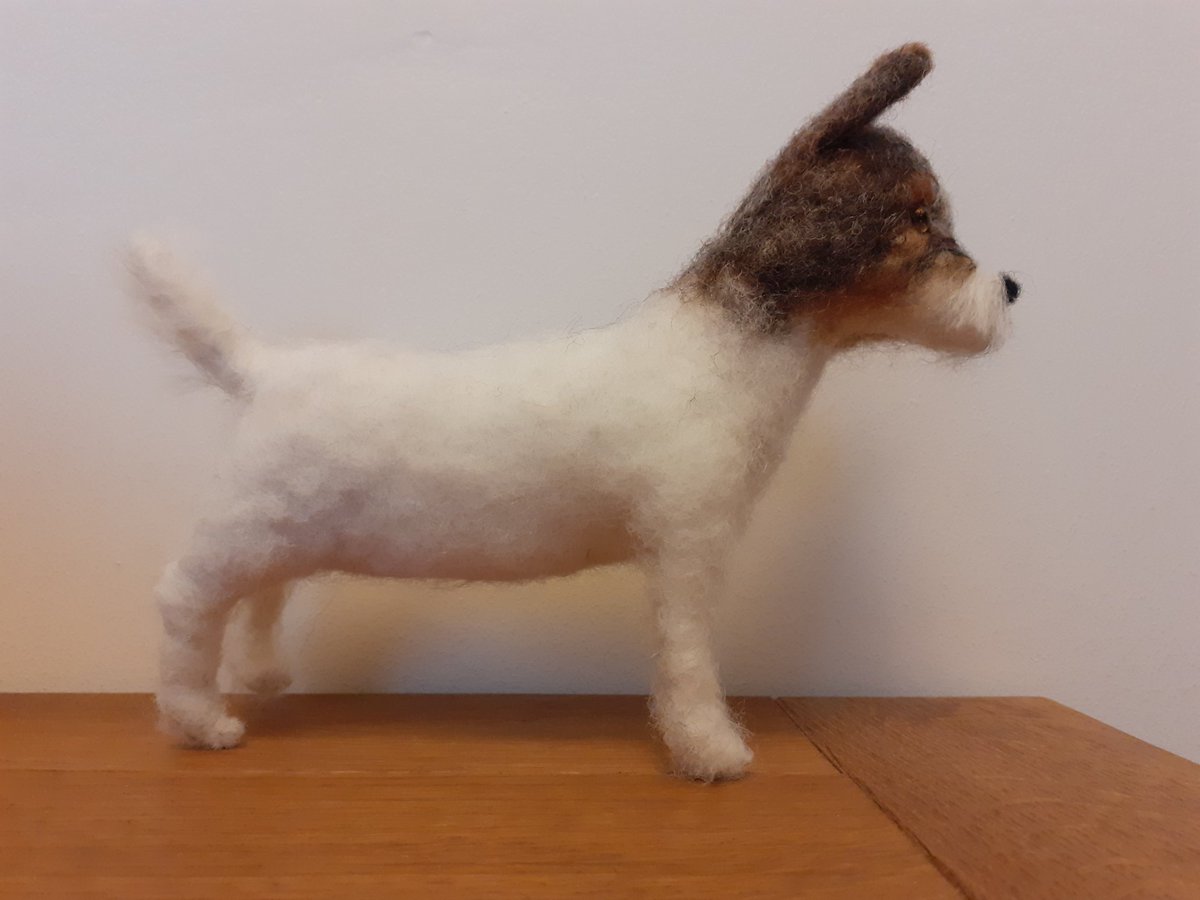 DobsonBruce's tweet photo. Just completed this commissed needle felted wool replica made up from clients photos to capture all distinguishing markings and features.
#commissionsopen #commissions #midels #felting #wool #OOAK #Collectible #gift #pets #dogs #dogsoftwitter #jackrussels https://t.co/O1kxQJwpz2