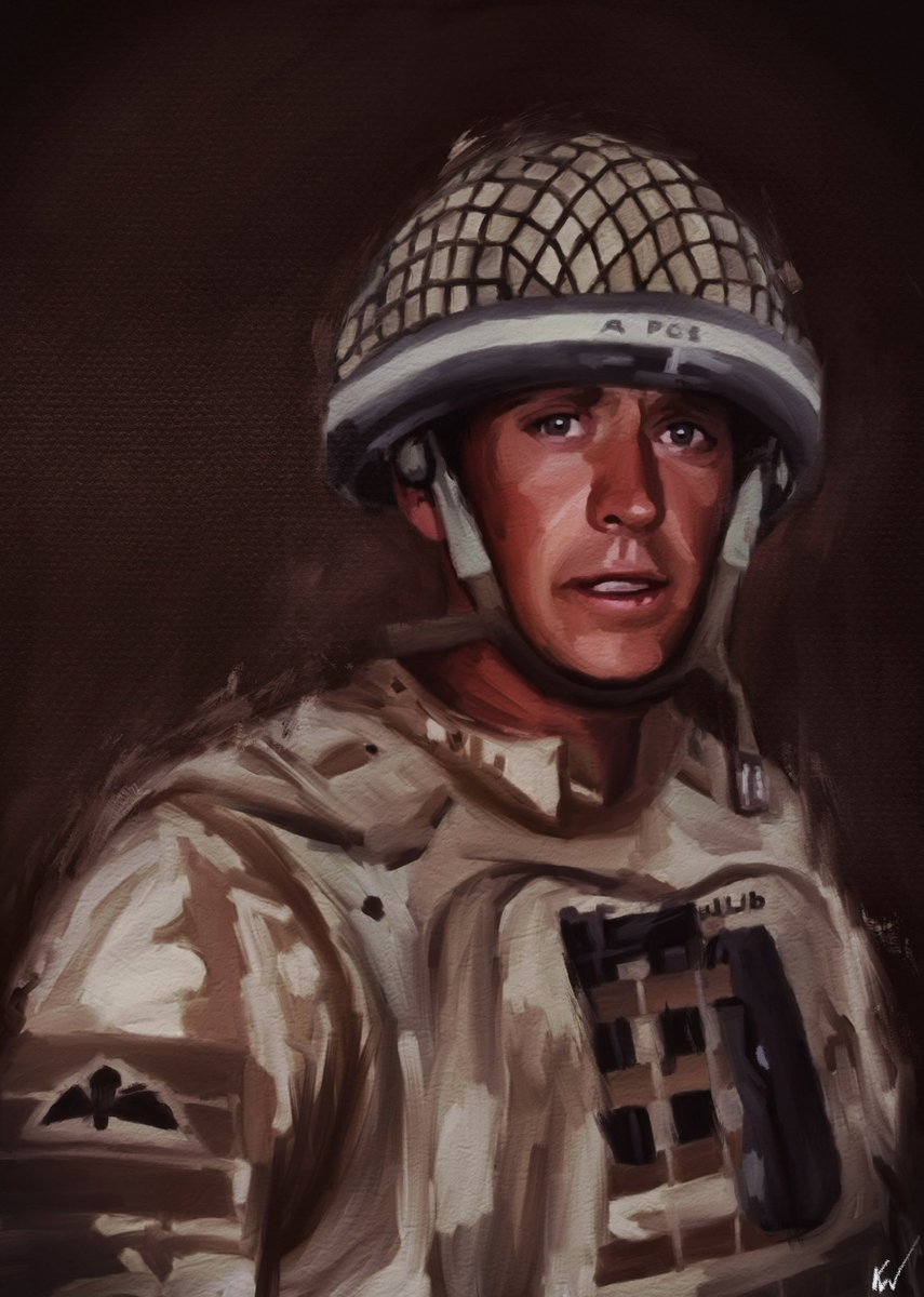 kev9348's tweet photo. My next painted portrait is - Warrant Officer Class 2 Daniel Shirley.
WO2 Shirley died on Operation Herrick VIII in 2008. Would love to get this to his family so could you share if possible? 
@TheParachuteReg #royallogisticscorps https://t.co/IC0umSobND