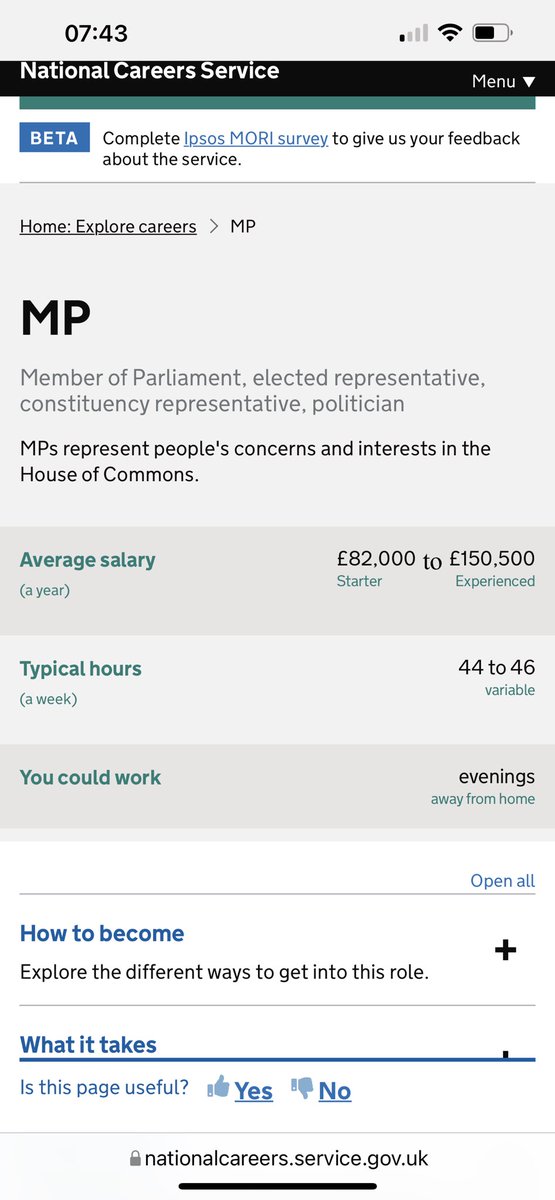 Lots of tweets about how Sajid Javid saying we Coild lose MPs if they were not allowed to take a second Job, but missing the fact that the quoted £81,000 salary is actually the STARTING rate, and expectations are you work a 44-46 hour week for it. Stop this dishonest practice.