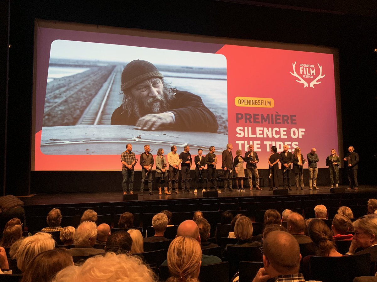 hansdenhartog's tweet photo. Eindelijk na 1,5 jaar de Officiële Première van de grote Wadden film #silenceofthetides. Cast en Crew on stage op dit geweldige Noordelijk Film Festival] !  Vanaf 9 dec in de bios! @dutchlightfilms @silenceofthetides @windmill_film @dickharrewijn @janvanrees1 @natuurdigitaal https://t.co/z2cYbKZQyx