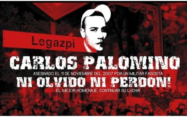 Antifaxismoa's tweet photo. Hoy se cumplen 14 años del asesinato en #Madrid de Carlos Javier Palomino, joven antifascista Vallecano de 16 años apuñalado por un militar neonazi español de #Galdakano cuando se dirigía en metro a una protesta antirracista https://t.co/z1lp6lgxxU