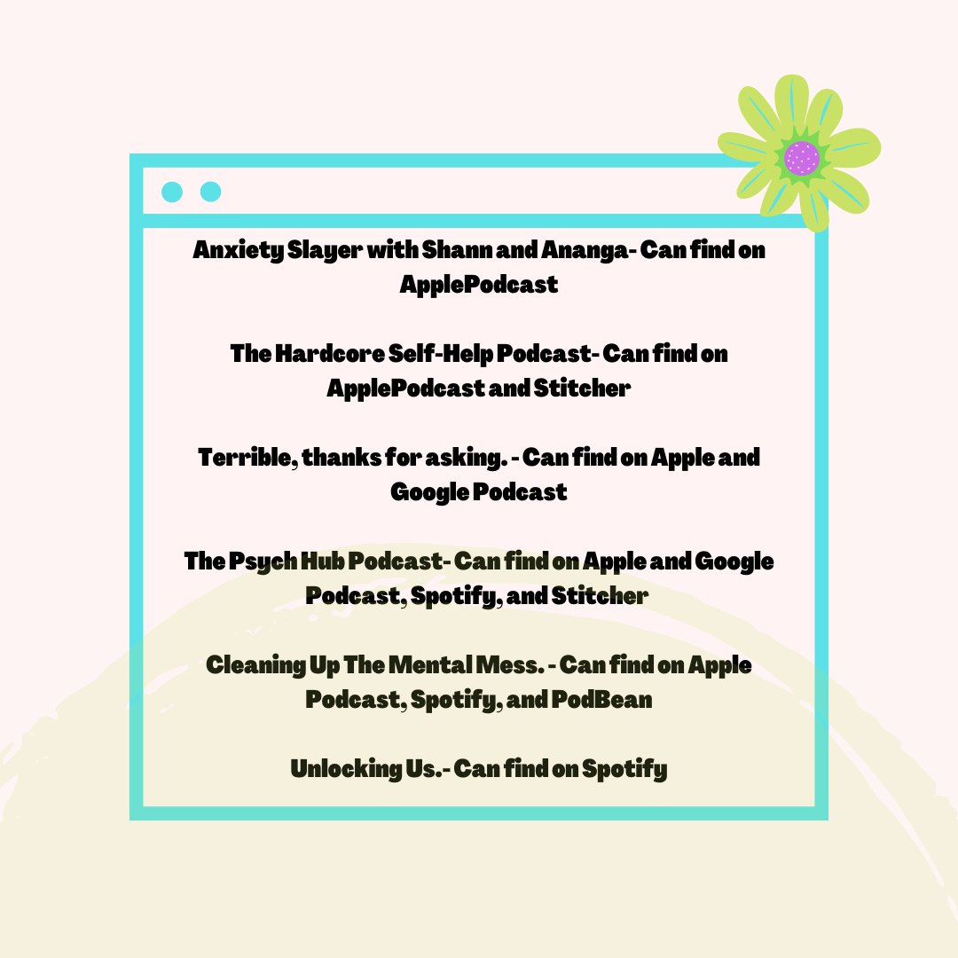 mentalgrowthlb's tweet photo. Check out these mental health podcasts! 💚 To help you and give you some tips about mental health! #Mentalhealth #mentalhealthoncampus #MentalHealthMatters https://t.co/Qa4P1m0qeL