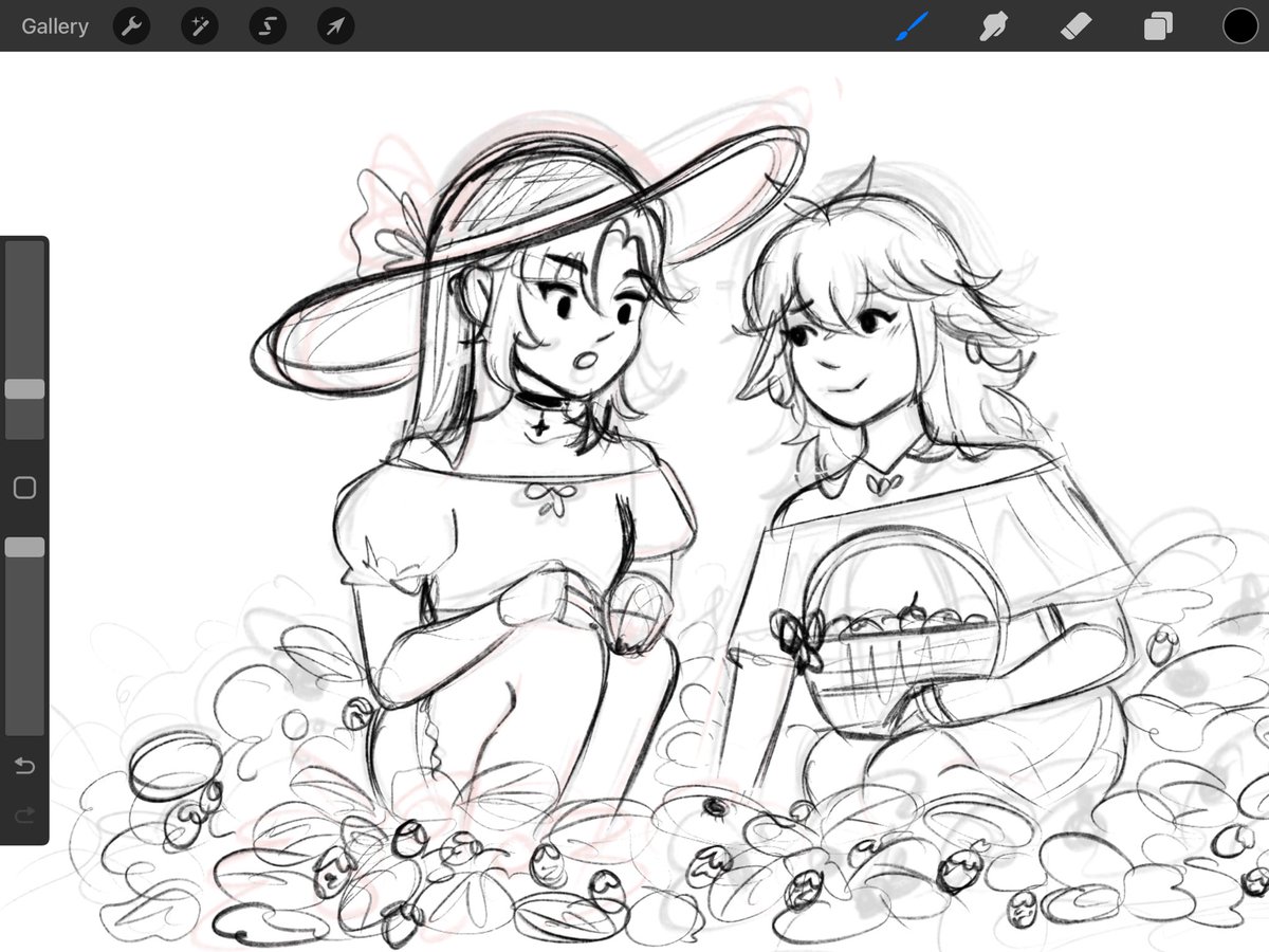 Lil monacrose wip of a strawberry pickin date uwu 