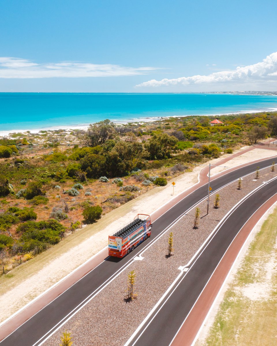 Catch the FREE #sunsetcoastexplorer for the ultimate journey along WA's spectacular coastline. Running every weekend, hop on and hop off at four stops along the Sunset Coast. For the full timetable, visit the link! 👇 destinationperth.com.au/bustimetable 📷 West Beach Studio #seeperth