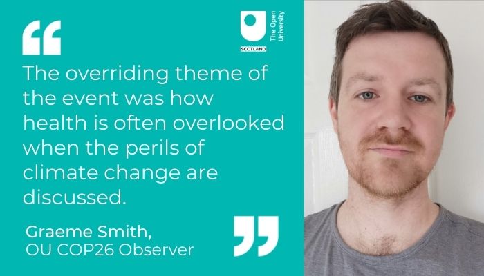 OUScotland's tweet photo. Graeme Smith from the OU in Scotland shares his personal experience as a #COP26 Observer and his compelling takeaways, in this short blog: https://t.co/DNPDQnVLOR

 #TogetherForOurPlanet @OpenUniversity https://t.co/WquBlRhR7c