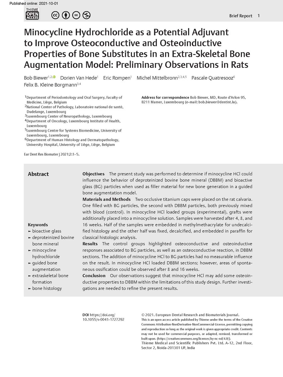 edrbjournal's tweet photo. European Dental Research and Biomaterials Journal (Eur Dent Res Biomater J) @Eurjdent 

Properties of Bone Substitutes in an Extra-Skeletal Bone Augmentation Model: Preliminary Observations in Rats

Bob Biewer et al.
Open Access - Full-text article;
https://t.co/4NYd9Ud0dI https://t.co/RgZ0pQvVV0