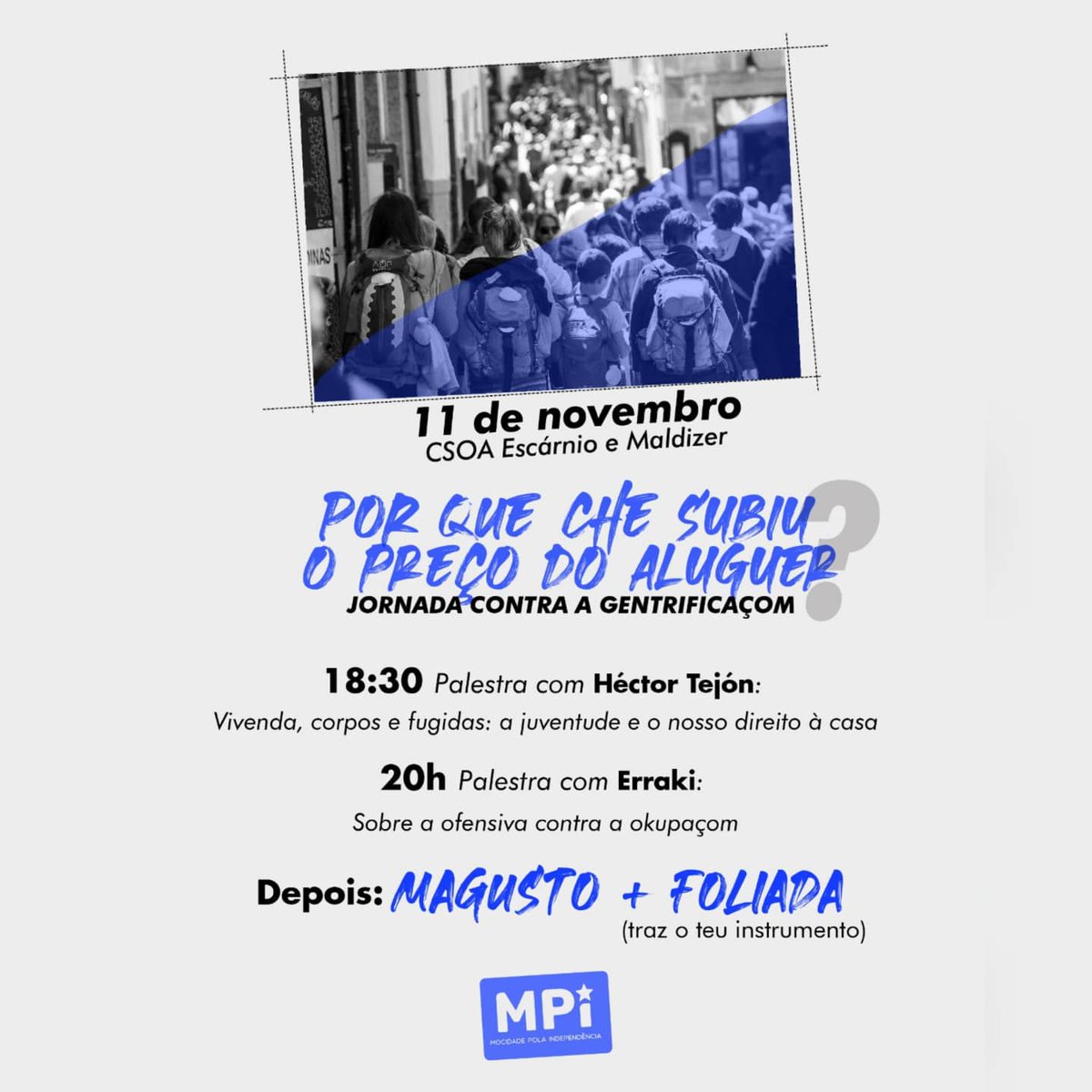 mpigaliza's tweet photo. 🏡Hoje decorrerám as nossas jornadas sobre a vivenda a partir das 18:30h.

❓Queres saber mais sobre a especulaçom da vivenda nos nossos bairros, e sobre as alternativas à especulaçom?

👉Depois faremos um magusto popular com castanhas de graça e foliada! https://t.co/16MhzAlJ0S