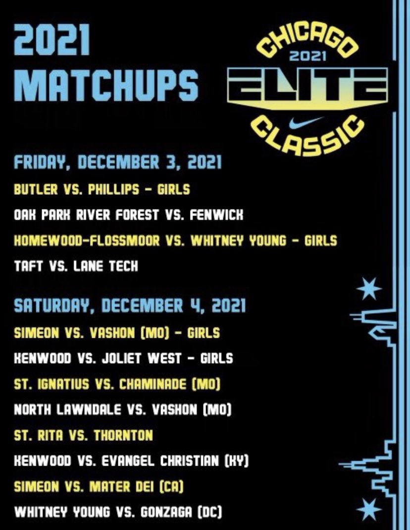 ChiEliteClassic's tweet photo. 10 Years Chicago Elite Classic!  Tickets on sale!  Let’s go!  12/3-4 @Credit Union 1 Arena.  Be there! https://t.co/V4sQ3rXDSq