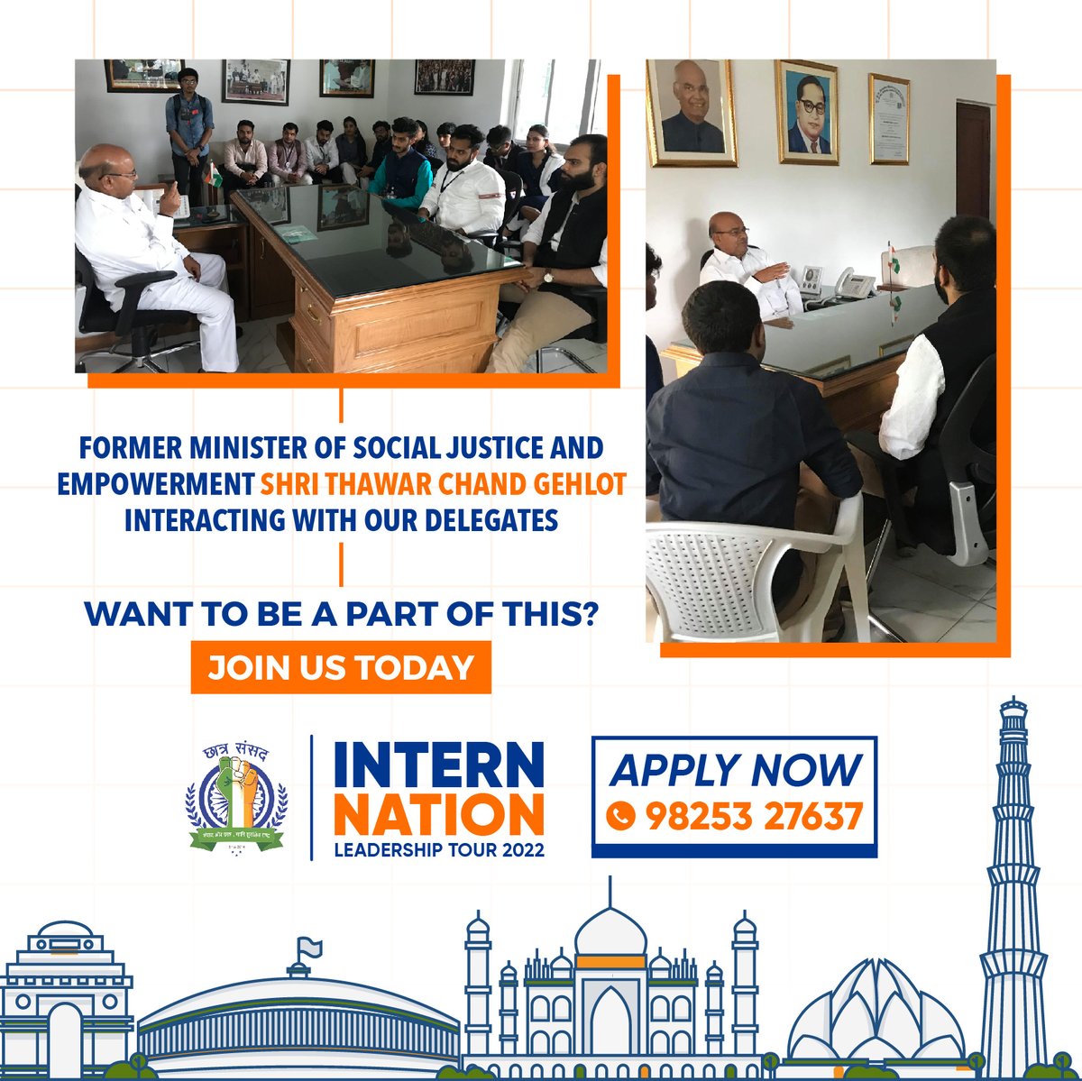 CsindiaOfficial's tweet photo. In our past tour, we got to interact with the Former Minister of Social Justice and Empowerment, Shri 
@TCGEHLOT &amp; got to understand the workings of his ministry.

#InternNation
(1/2) https://t.co/6RvfNOTuW8