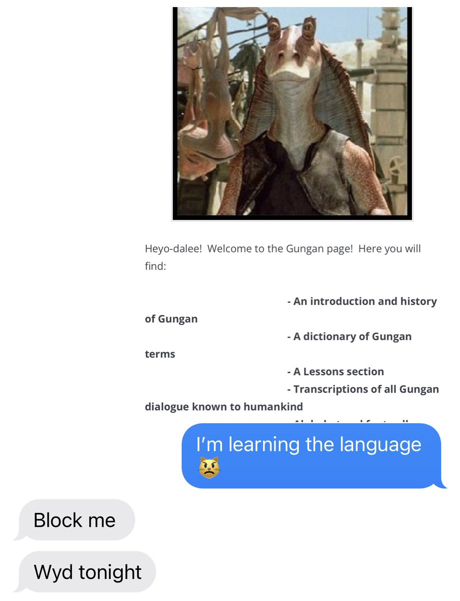 JaganCortez's tweet photo. Learning how to speak like Jar Jar Binks https://t.co/g4jqyAbWnd