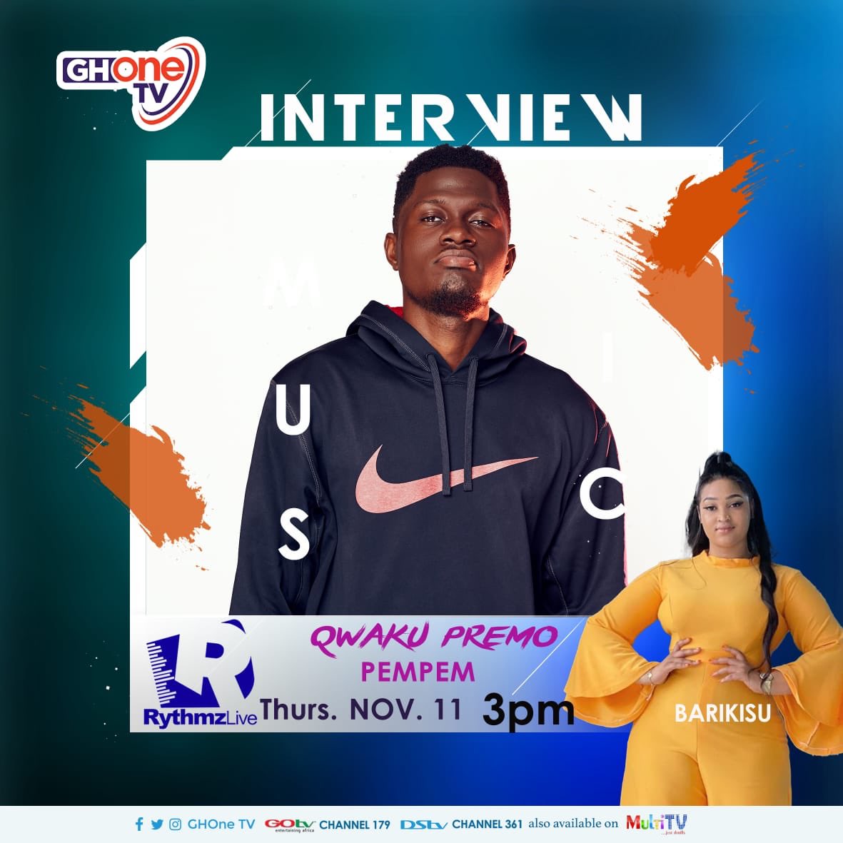 QwaKuPremo's tweet photo. Tune into @GHOneTV when is 3pm let's vibe with @barikisofficial  and @DjXpliphGh 
#pempem 
OhGaaaaaaaaad https://t.co/XqyUNSEFgt