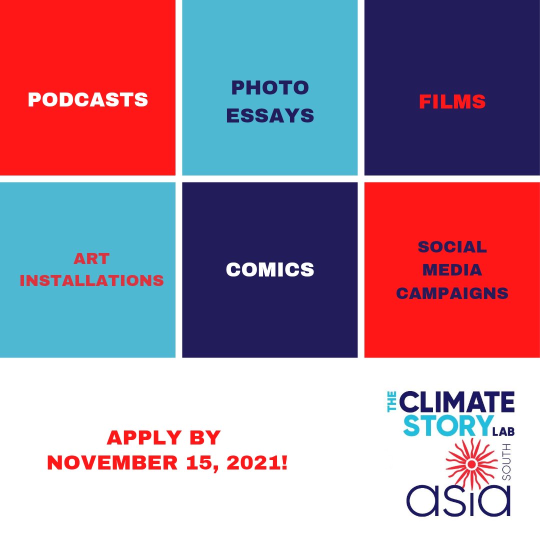 IndDocFdn's tweet photo. Do you have a South Asian climate story to tell? Do you want to make a difference? Then the Climate Story Lab - South Asia 2022 forum is where you should be! Apply: https://t.co/an0khrnjNz on or before Nov 15, 2021  For any queries, reach out to srikrupa@climatestorylabsouth.asia https://t.co/pV9yaYu0gB