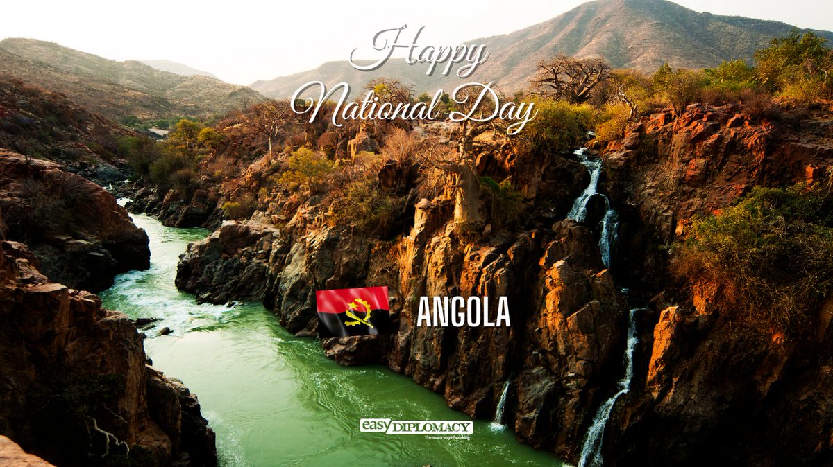 #EasyDiplomacy sends its best wishes to all Friends of #Angola on their #NationalDay!

#RestartTourism #VisitAngola
@ambasciatai <a href="/angola_Mirex/">Ministério das Relações Exteriores/MRE -(Angola)</a> <a href="/mcta_ao/">Ministério da Cultura, Turismo e Ambiente</a> <a href="/Angola_Tourism/">Angola Tourism</a>