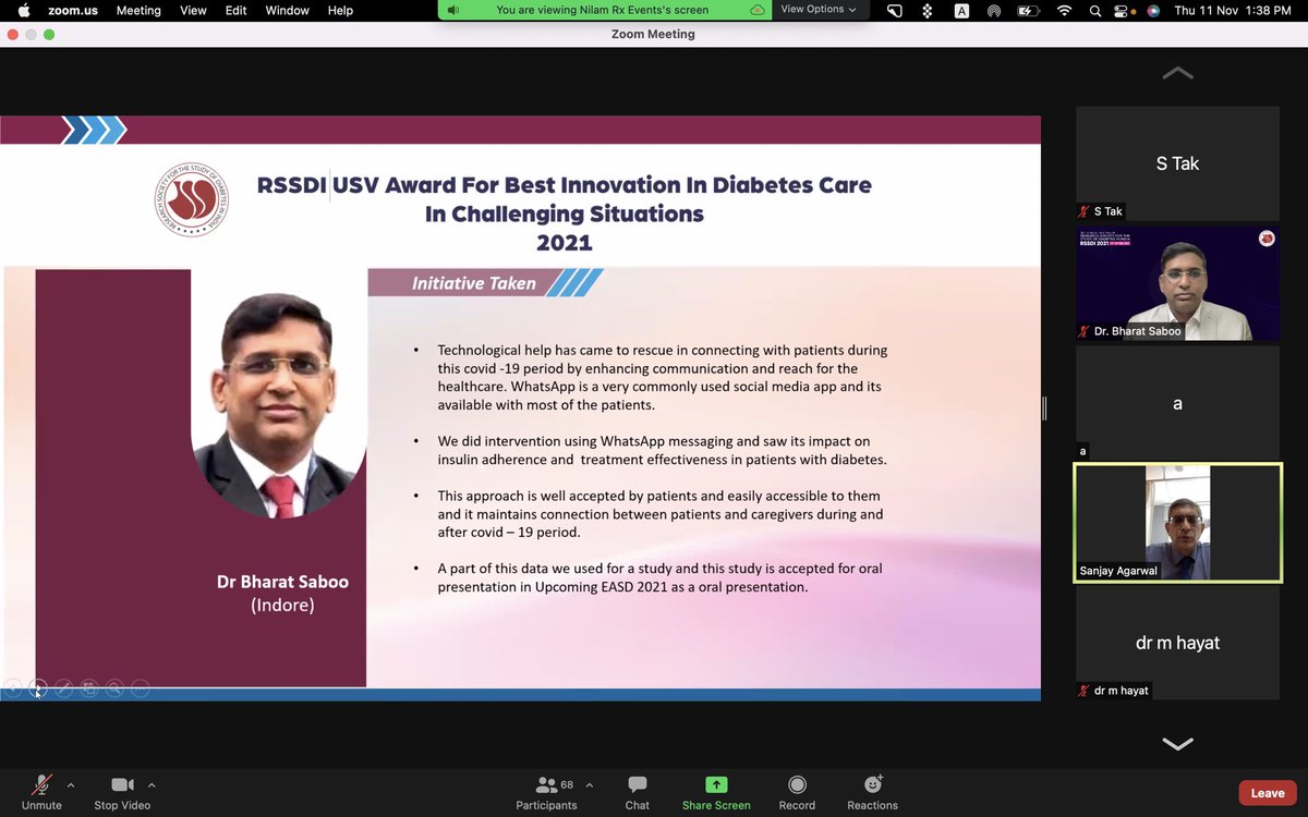 DrBharatsaboo's tweet photo. The roughest roads often lead to the top……Christina Aguilera.
Humbled and honoured to receive RSSDI-USV AWARD for Best innovation in Diabetes care in challenging situations 2021. Thanks @Rssdi_official #rssdi2021 https://t.co/RURHRJjbvc