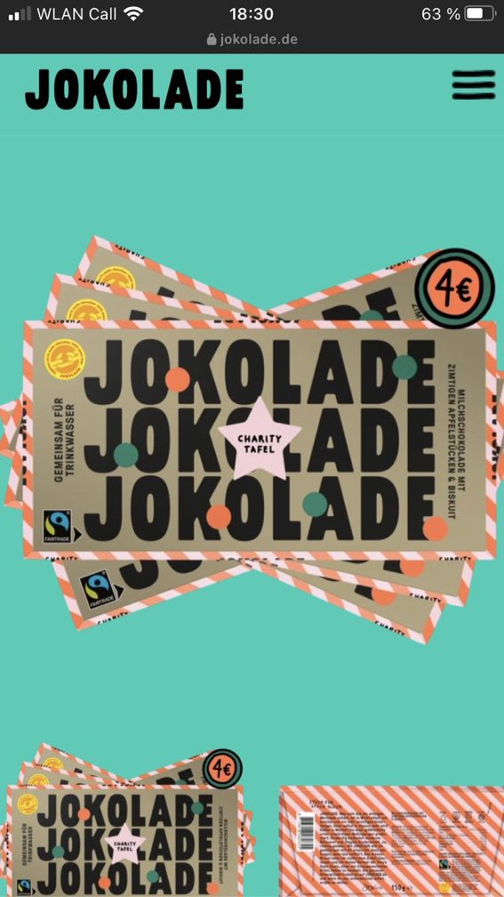 Ta-Daaaa! Die #Jokolade Charity-Edition. Schmeckt mega lecker, ist ein tolles Weihnachtsgeschenk und unterstützt Projekte für sauberes Trinkwasser! Gibt hier: Shop.vivaconagua.org Mhmmm. Danke <a href="/officiallyjoko/">joko winterscheidt</a>