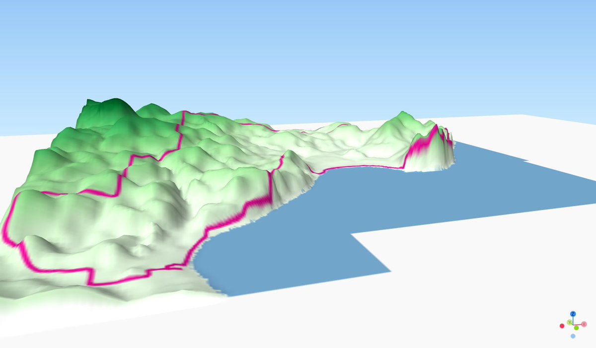 JorgSchullehner's tweet image. #30DayMapChallenge Day 10: 3D

My first-ever 3D map, but easy to get started thanks to #Qgis2threejs. My running route, but DK is flat, so elevation exaggerated x10, which is the correct subjective feeling while running, especially the beautiful steep bank of Vosnæs Pynt on right