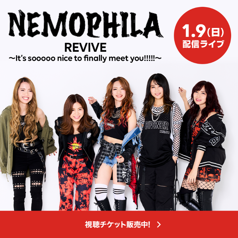 LINELIVE_JP's tweet photo. 🎪#LINELIVEVIEWING 公演告知🎪

地獄のゆるふわバンド #NEMOPHILA
待望の有観客ワンマンライブ⚡️生配信決定⚡️

NEMOPHILA
REVIVE ～It’s sooooo nice to finally meet you!!!!!～

🗓️2022/1/9(日)18:00〜

@NEMOPHILA_band
@my_rock_11 @_chakixx_ @mochimochimuuch @ParaRock_BCN @tamu_murata_dr